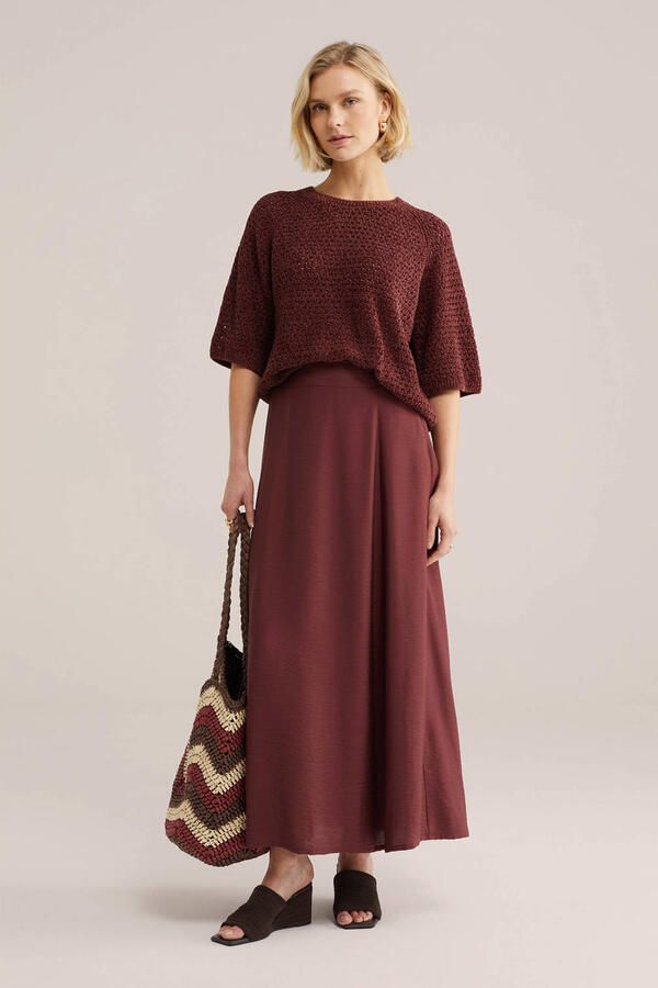 WE Fashion gebreide trui donkerrood met lurex - Foto 3