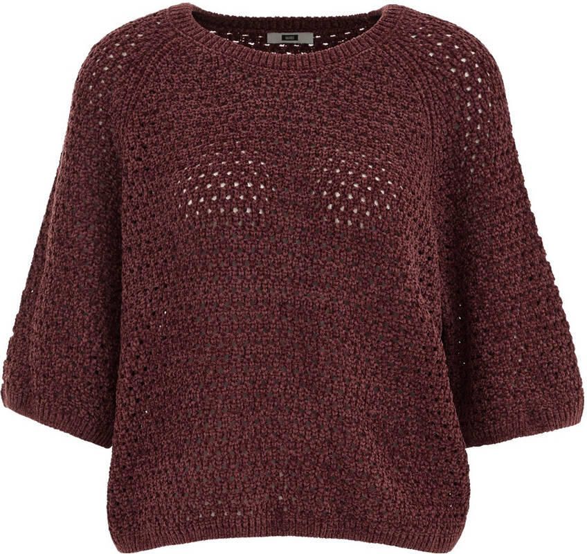 WE Fashion gebreide trui donkerrood met lurex - Foto 2