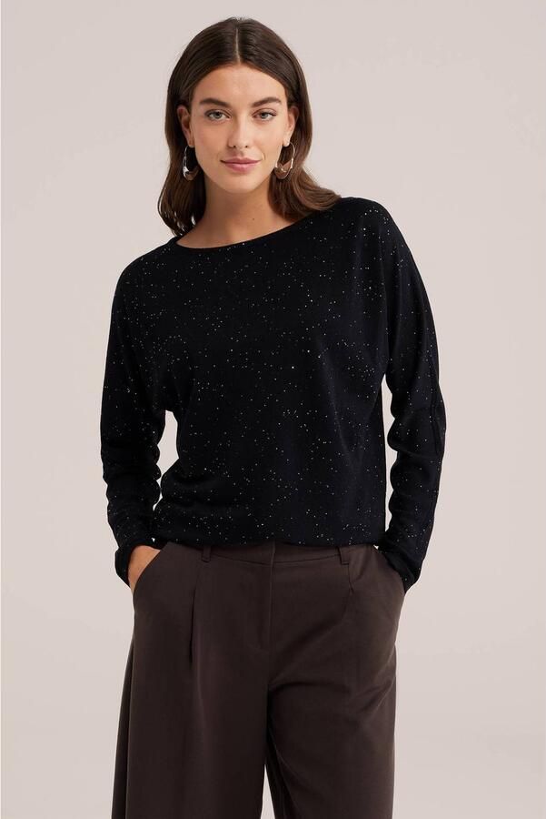 WE Fashion gebreide trui met pailletten zwart - Foto 2