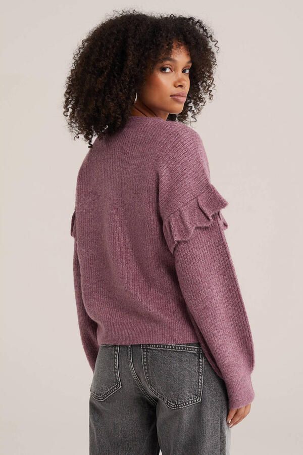 WE Fashion gebreide trui met ruches oudroze - Foto 2