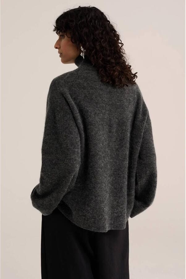 WE Fashion gebreide trui met wol antraciet - Foto 3