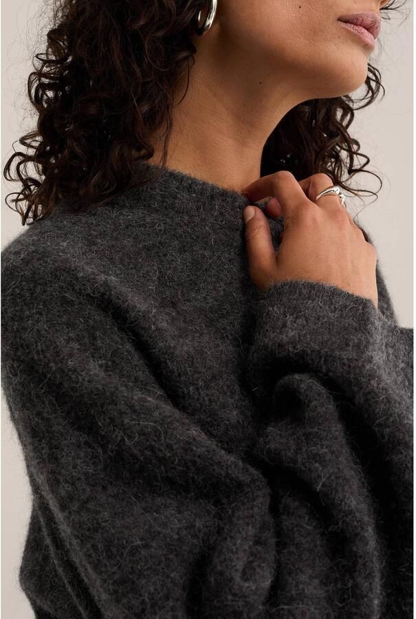 WE Fashion gebreide trui met wol antraciet - Foto 2