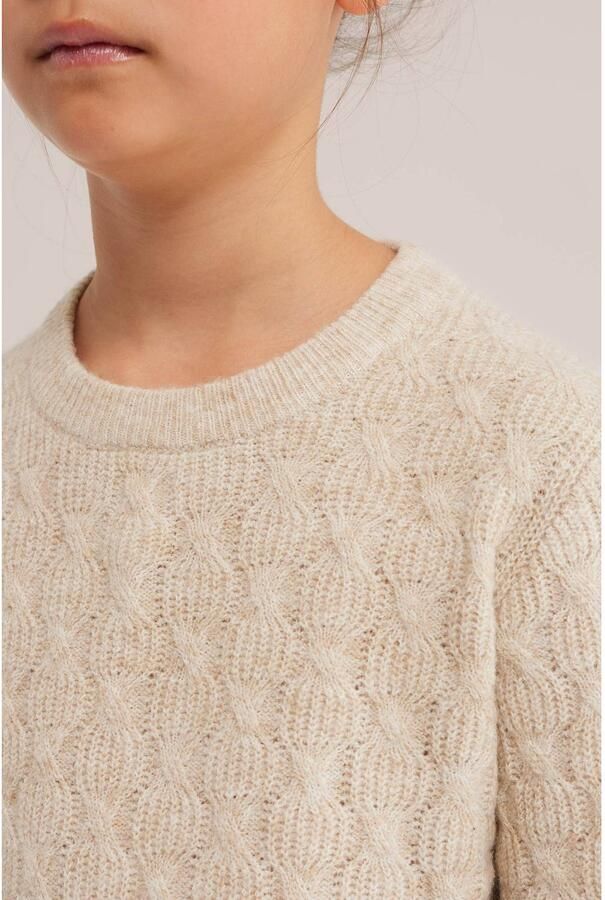 WE Fashion gebreide trui met wol beige Meisjes Polyester Ronde hals Effen - Foto 2