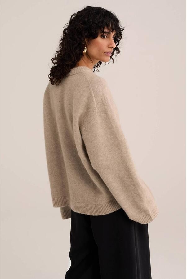 WE Fashion gebreide trui met wol beige - Foto 2