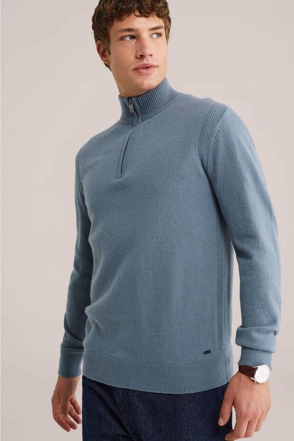 WE Fashion gebreide trui met wol blauw - Foto 2