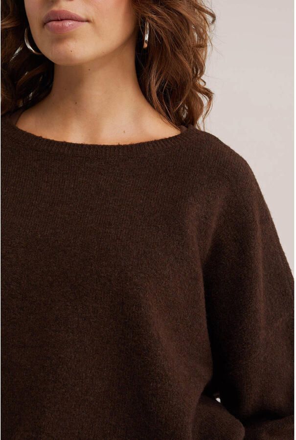 WE Fashion gebreide trui met wol bruin - Foto 2