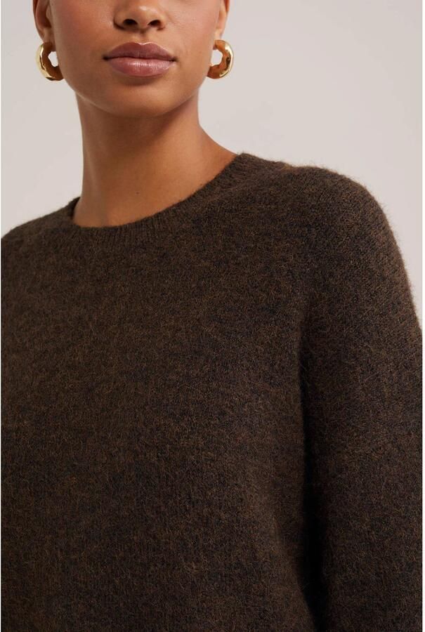 WE Fashion gebreide trui met wol bruin - Foto 2