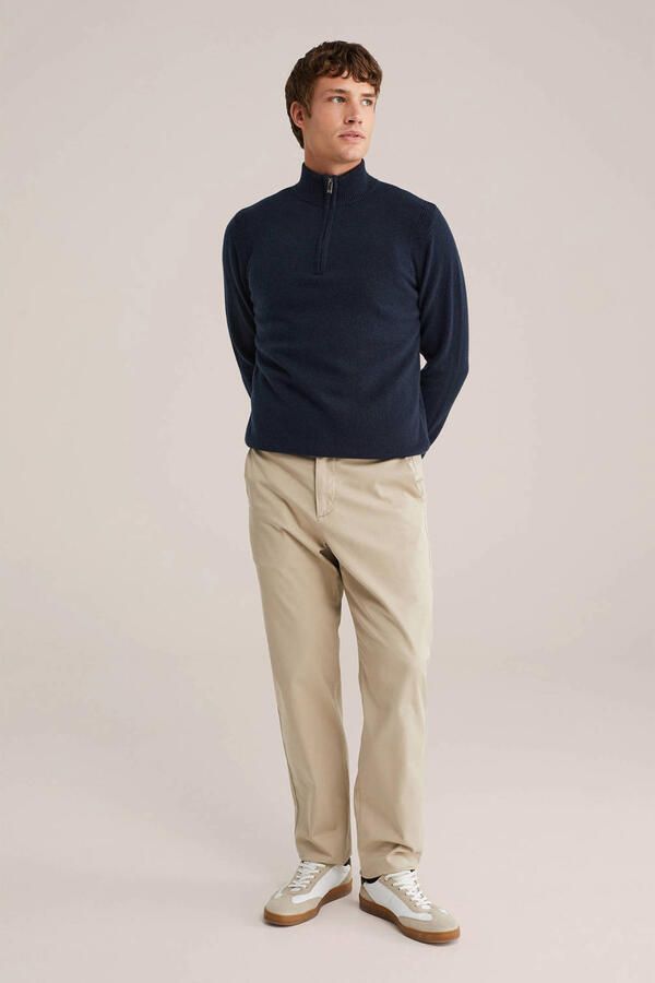 WE Fashion gebreide trui met wol donkerblauw - Foto 2