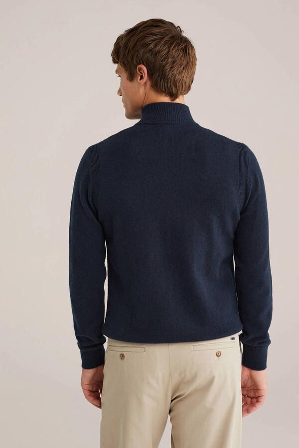 WE Fashion gebreide trui met wol donkerblauw - Foto 3