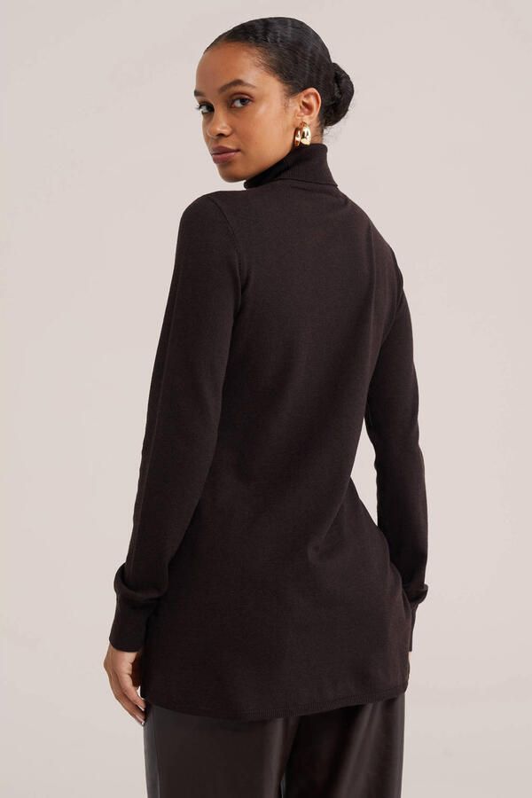WE Fashion gebreide trui met wol donkerbruin - Foto 2