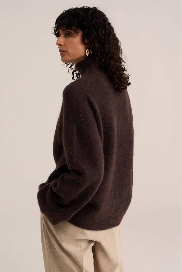 WE Fashion gebreide trui met wol donkerbruin - Foto 2