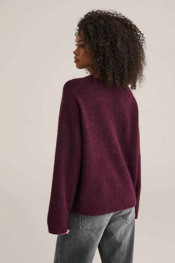 WE Fashion gebreide trui met wol donkerrood - Foto 2