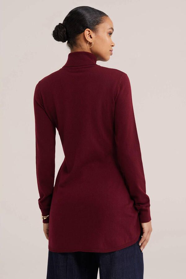 WE Fashion gebreide trui met wol donkerrood - Foto 3