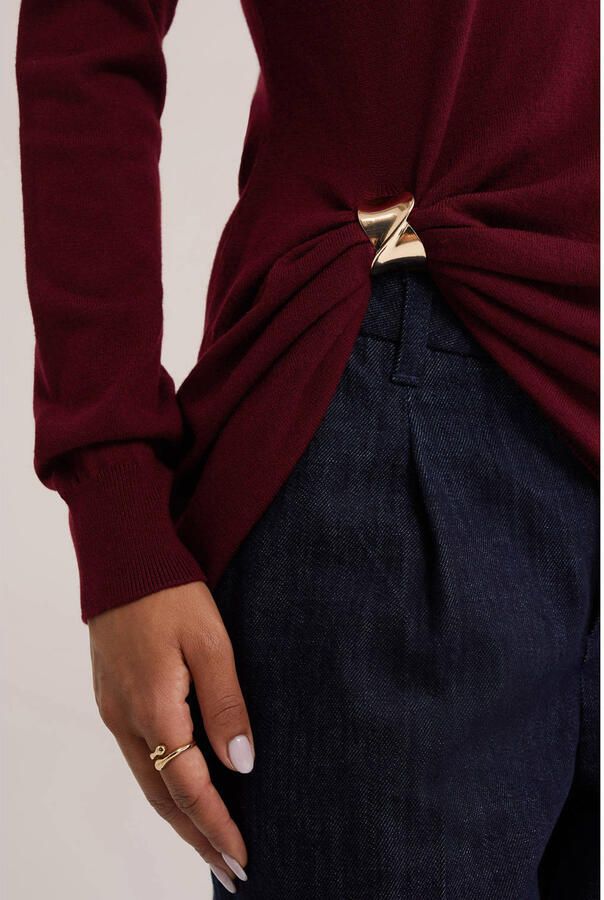 WE Fashion gebreide trui met wol donkerrood - Foto 2
