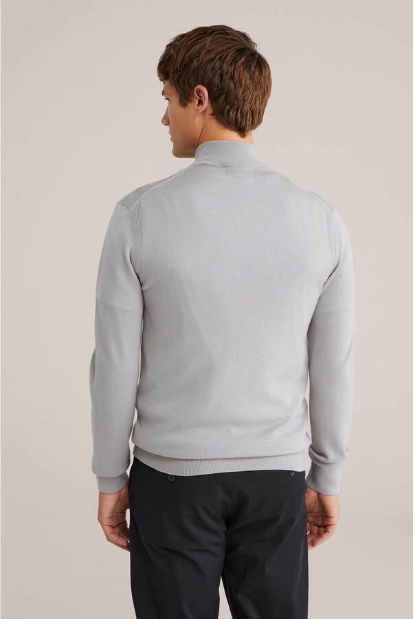 WE Fashion gebreide trui met wol grijs - Foto 2