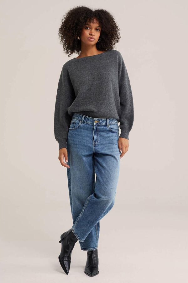 WE Fashion gebreide trui met wol grijs - Foto 2