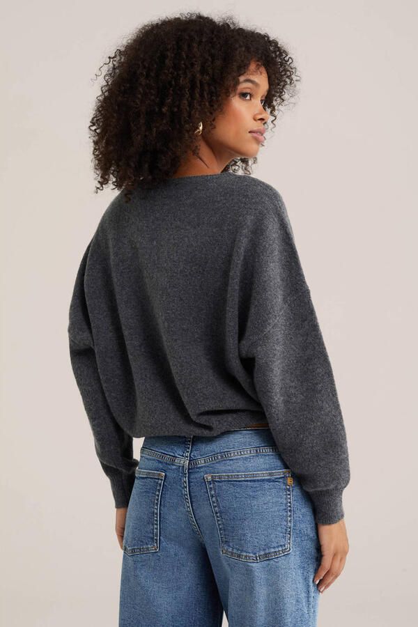 WE Fashion gebreide trui met wol grijs - Foto 3