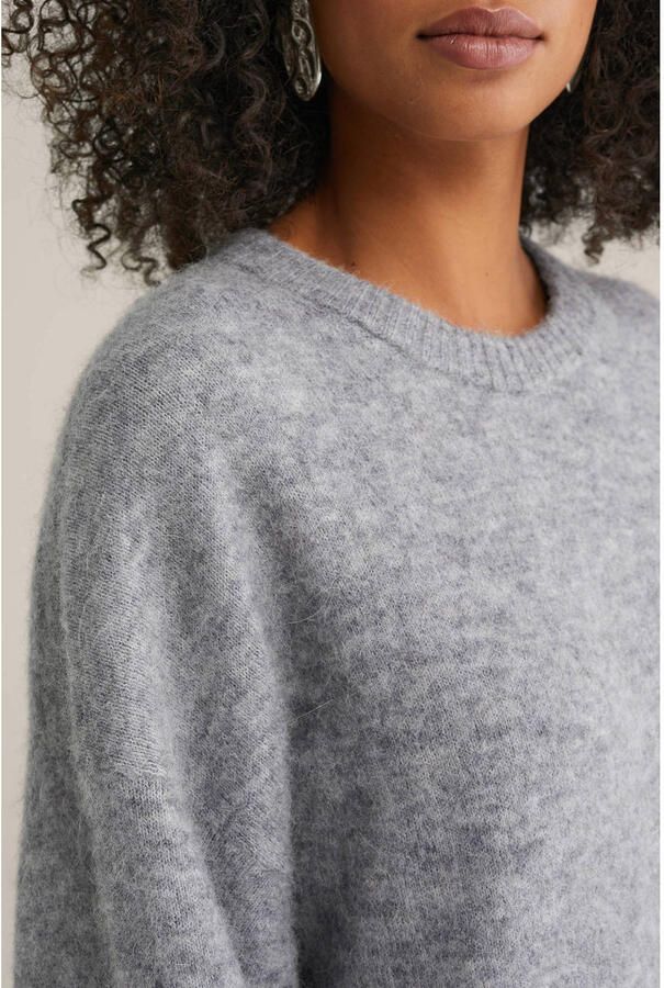 WE Fashion gebreide trui met wol grijs melange - Foto 2