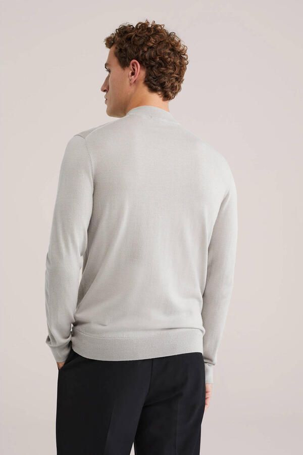 WE Fashion gebreide trui met wol grijs melange - Foto 3