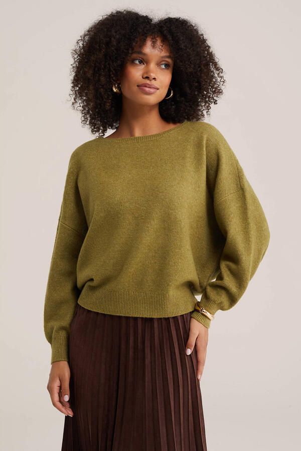 WE Fashion gebreide trui met wol groen