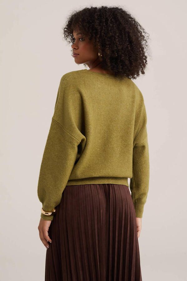 WE Fashion gebreide trui met wol groen - Foto 2