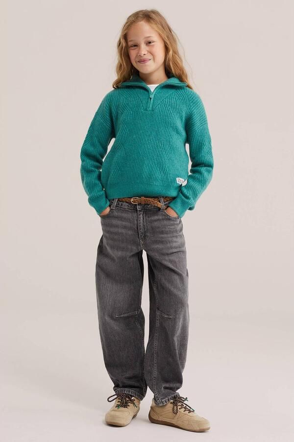WE Fashion gebreide trui met wol groen Meisjes Polyester Opstaande kraag - Foto 2