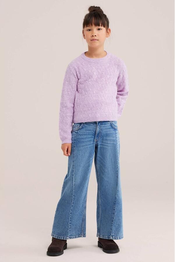 WE Fashion gebreide trui met wol lila Paars Meisjes Polyester Ronde hals - Foto 2
