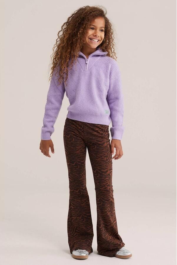 WE Fashion gebreide trui met wol lila Paars Meisjes Polyester Opstaande kraag - Foto 2