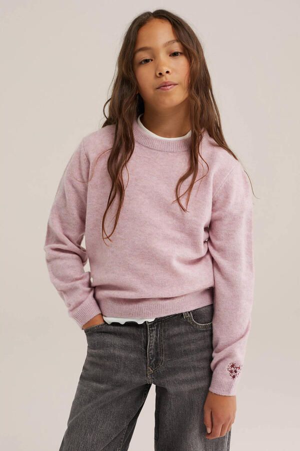WE Fashion gebreide trui met wol oudroze