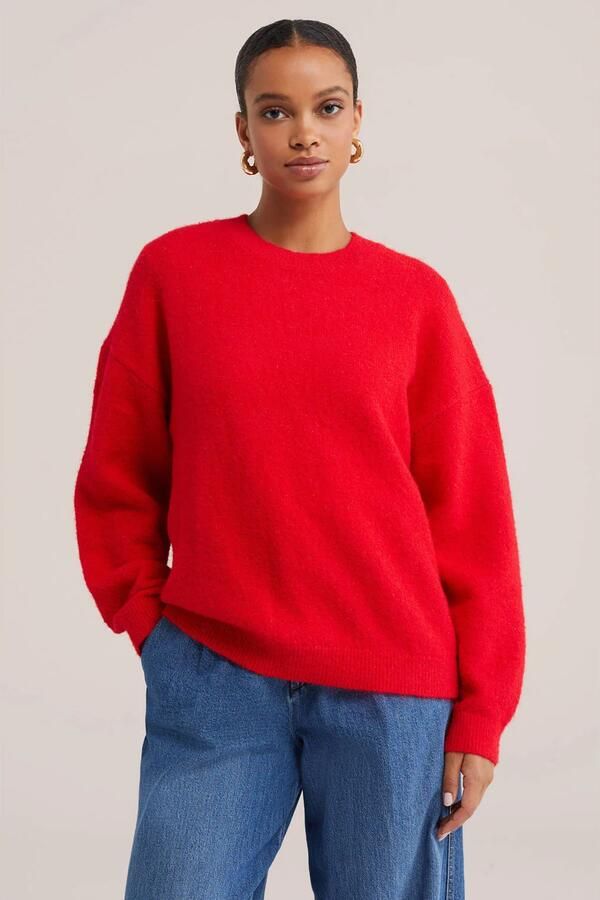 WE Fashion gebreide trui met wol rood