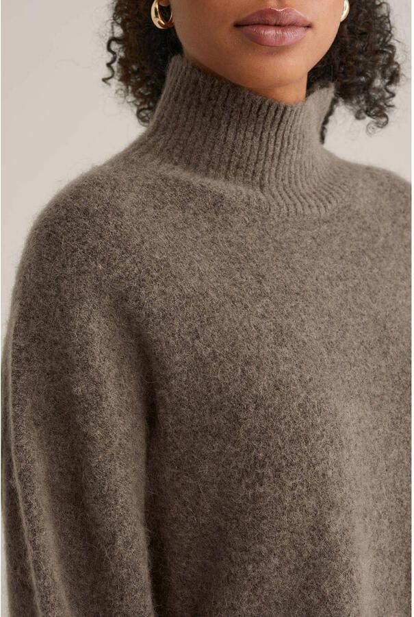 WE Fashion gebreide trui met wol taupe - Foto 2