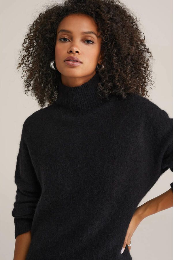WE Fashion gebreide trui met wol zwart - Foto 3