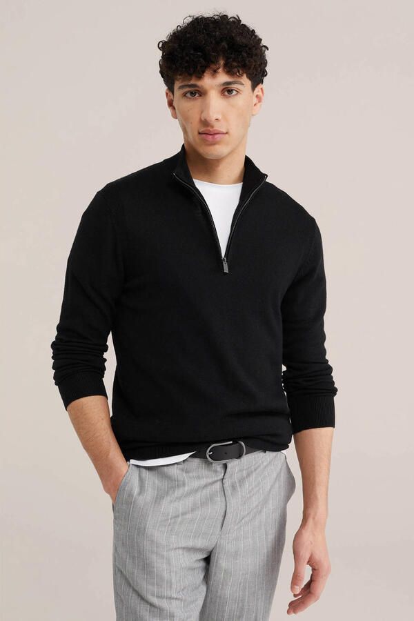 WE Fashion gebreide trui met wol zwart - Foto 2