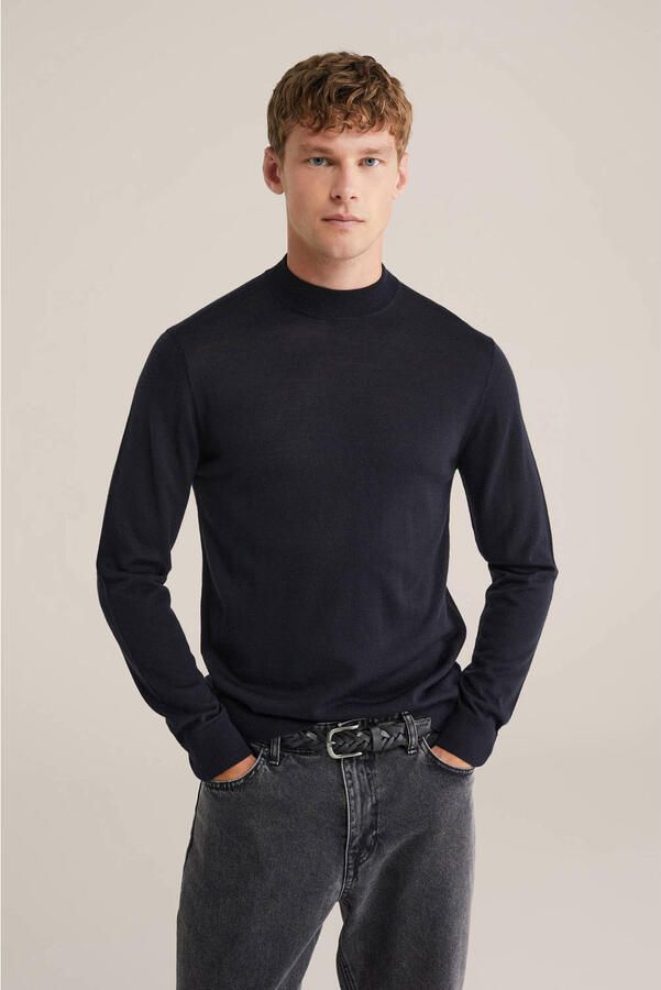 WE Fashion gebreide trui met wol zwart