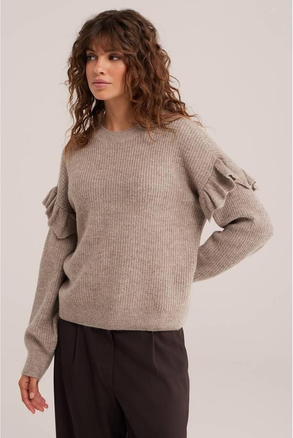 WE Fashion gebreide trui taupe