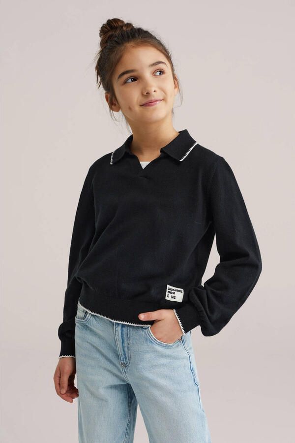 WE Fashion gebreide trui zwart
