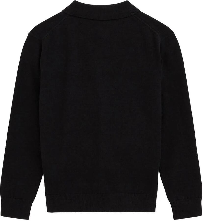 WE Fashion gebreide trui zwart Jongens Katoen Polokraag Effen
