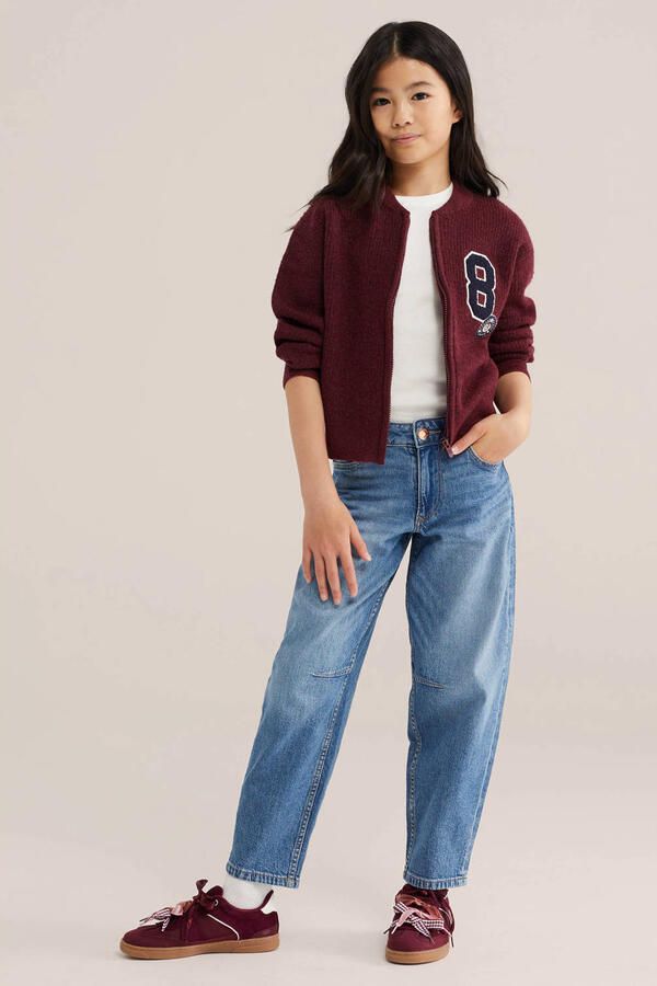 WE Fashion gebreide vest met patches en wol donkerrood - Foto 2