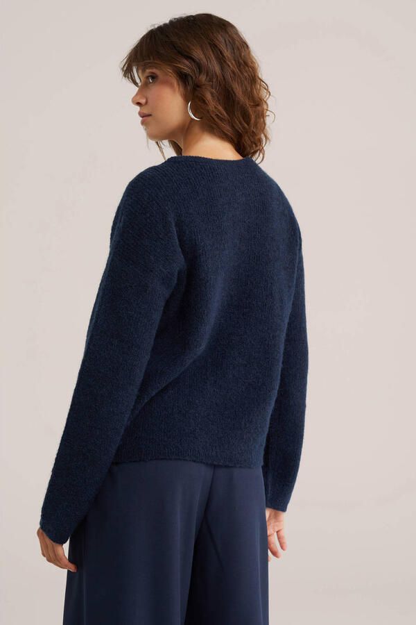 WE Fashion gebreide vest met wol donkerblauw - Foto 2