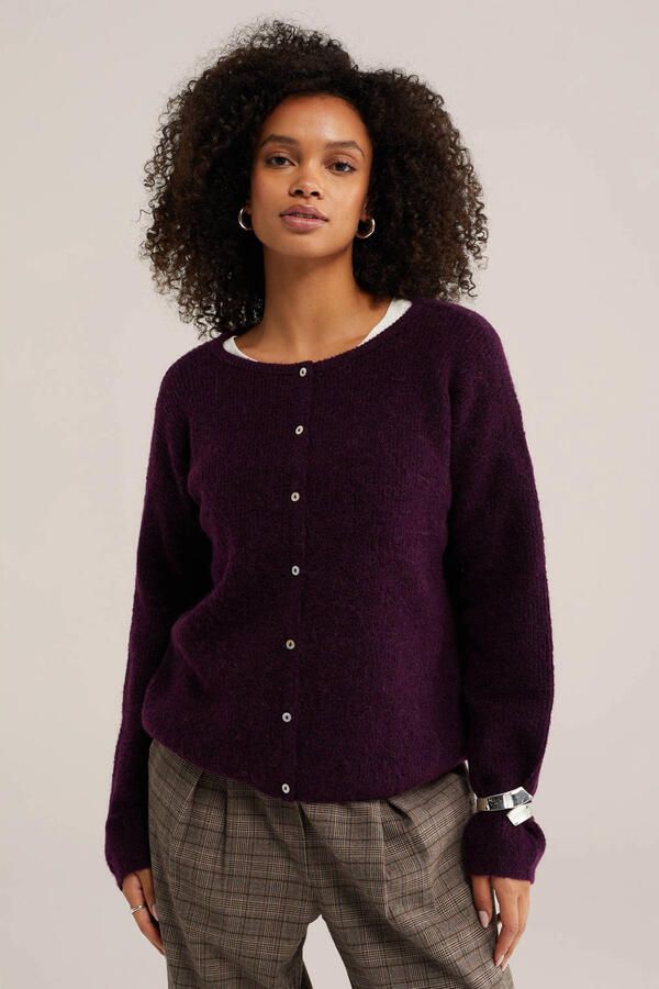 WE Fashion gebreide vest met wol donkerpaars - Foto 2