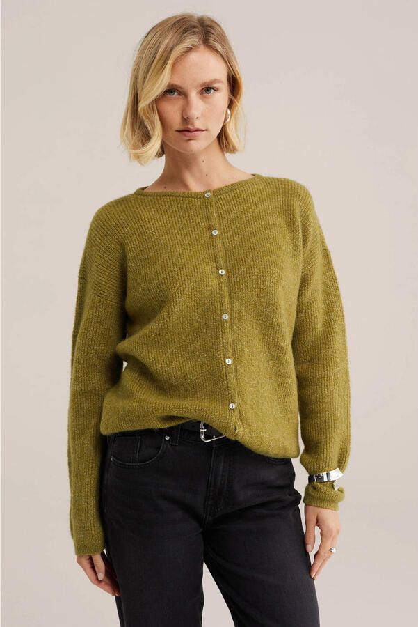 WE Fashion gebreide vest met wol groen
