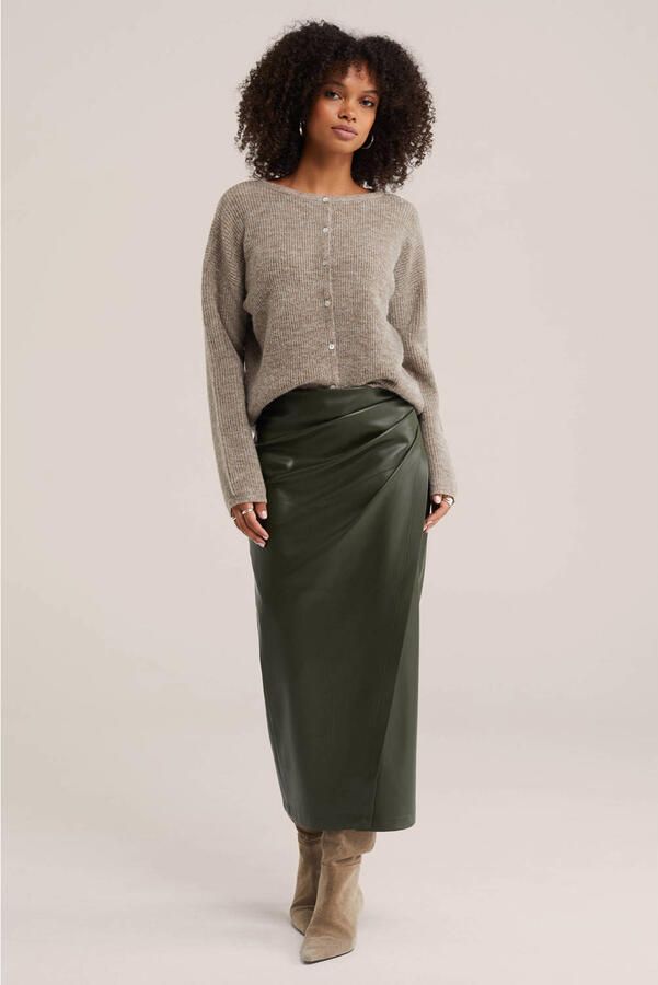 WE Fashion gebreide vest met wol taupe - Foto 2