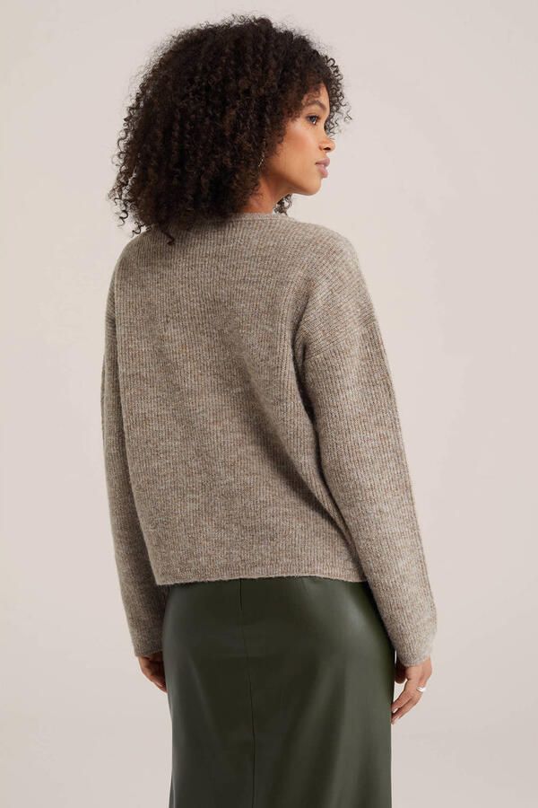 WE Fashion gebreide vest met wol taupe - Foto 3