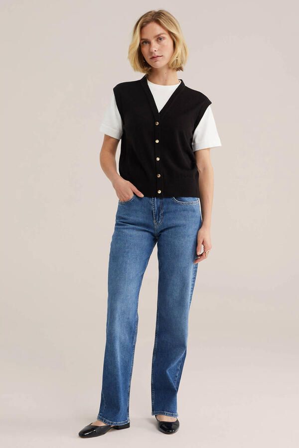 WE Fashion gebreide vest met wol zwart - Foto 2