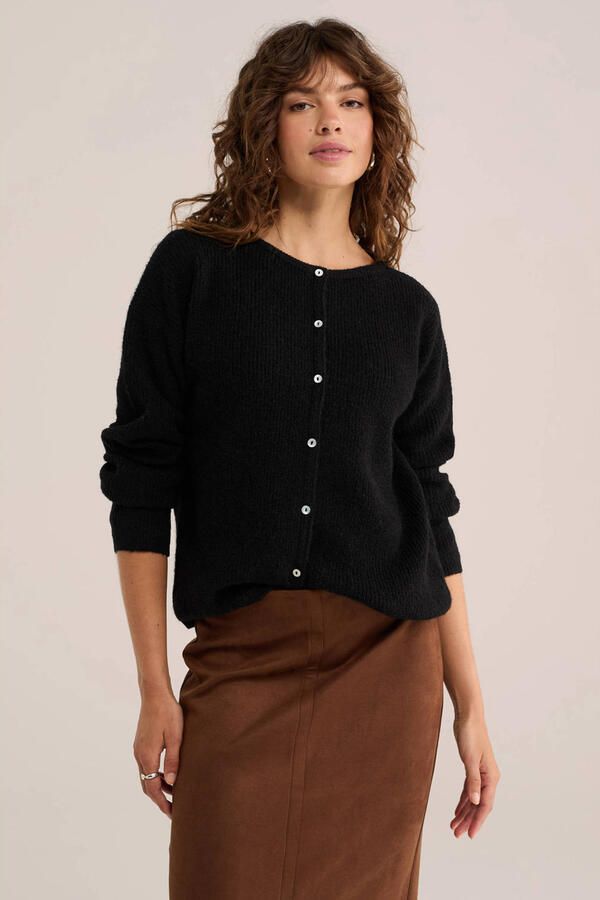 WE Fashion gebreide vest met wol zwart