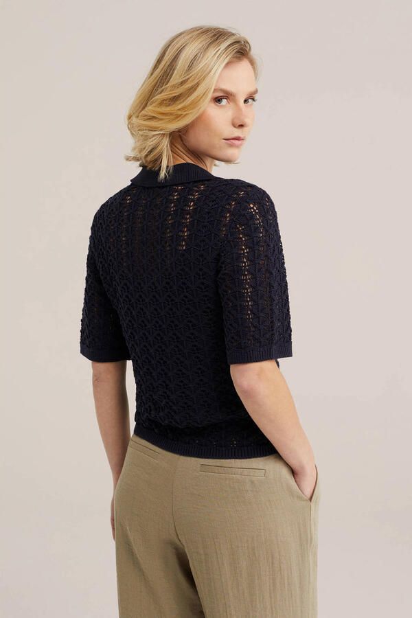 WE Fashion gehaakte top donkerblauw - Foto 2