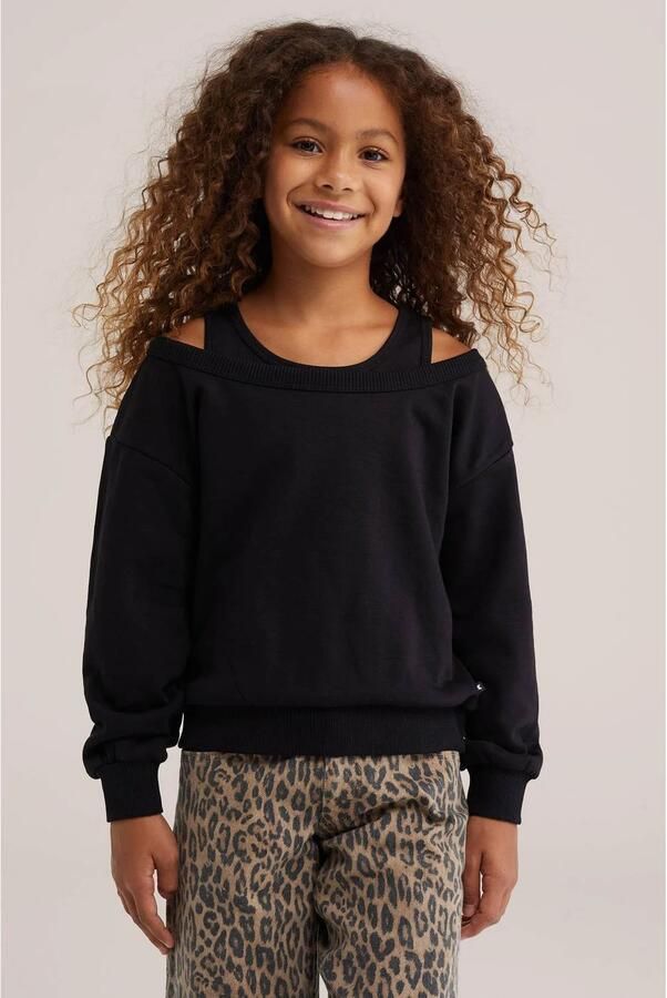 WE Fashion gemêleerde sweater zwart Gemêleerd