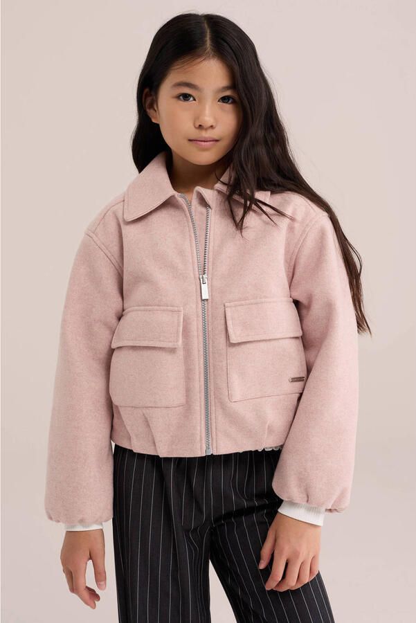 WE Fashion gemêleerde tussenjas lichtroze