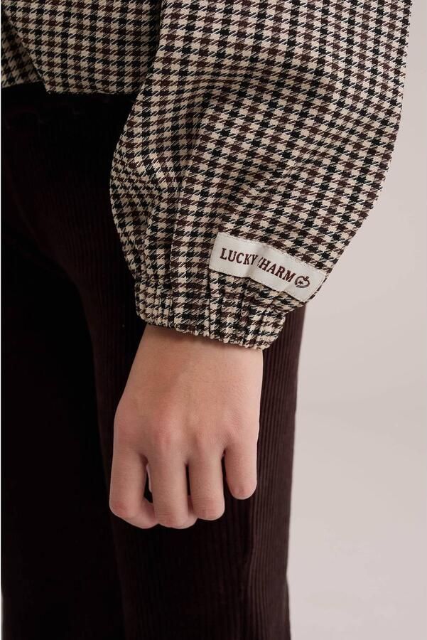 WE Fashion geruit bomberjack bruin zwart ecru - Foto 2
