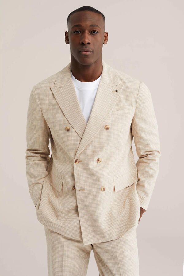 WE Fashion geruit colbert beige